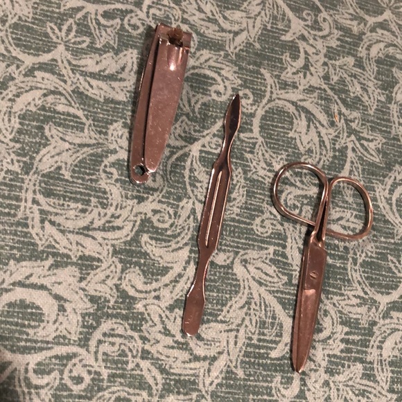 Vintage Pink Leather 4 piece Manicure Set travel purse size - Picture 7 of 12